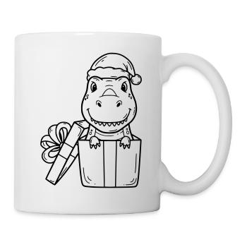 Joyeux Dino en cadeau – Tirage de Noël - Mug blanc - blanc - Droite