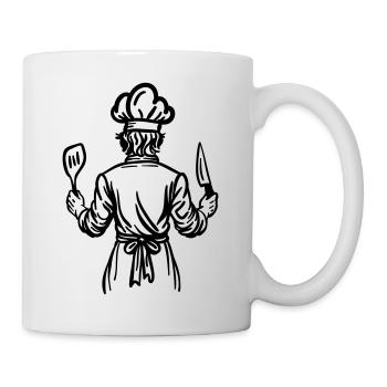 Father’s Kitchen Soul – Chef Line Art Design - Tasse - Weiß - Rechts