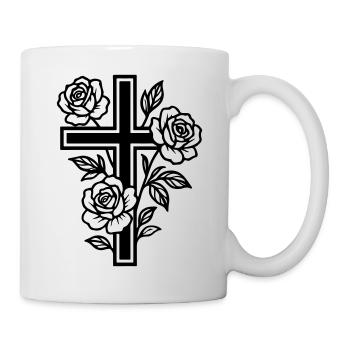 Cross Symbol Flowers - Mug - white - Right