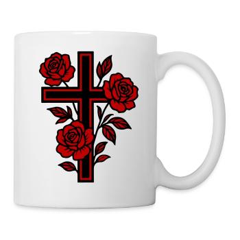 Cross Symbol Flowers - Mug - white - Right