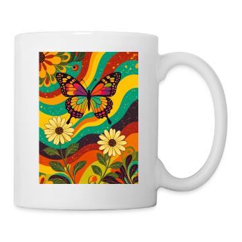 Psychedelic Butterfly Garden in Groovy Colors - Mug - white - Right