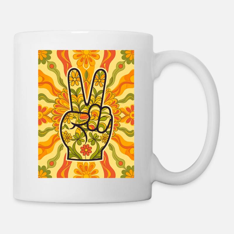 Fredshåndgest fylt med blomster - Kopp - hvit