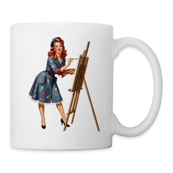 Retro Pin-up Painting to Canvas - Mug - white - Right