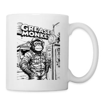 GreaseMonkey Linienzeichnung - Tasse - Weiß - Rechts