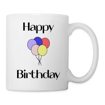 HAPPY BIRTHDAY. COEUR. I LOVE YOU. LOVE. JE T'AIME - Mug blanc - blanc - Droite