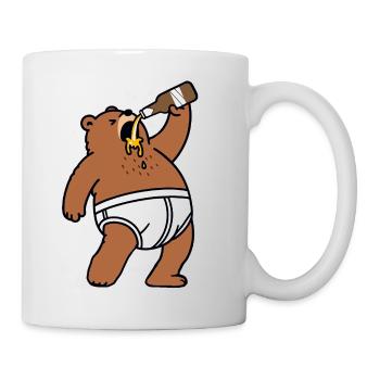 Berlin Party Bär Bierflasche Bier Party Unterhose - Tasse - Weiß - Rechts