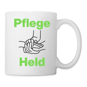 Care hero, hands, with heart, caregiver, nurse - Mug - white - Right