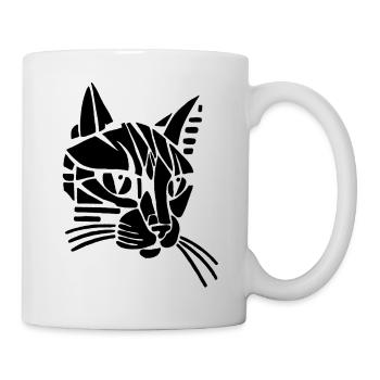 Chat tribal noir - Mug blanc - blanc - Droite