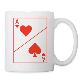 Herz Ass Kostüm Karneval Poker Geschenk Lustig - Tasse - Weiß - Rechts