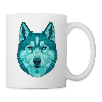 Geometrisch Wolf - Tasse - Weiß - Rechts