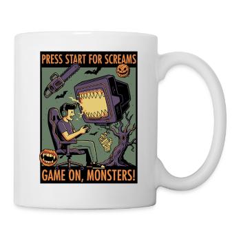 Spiel an, Monster: Gruseliges Gamer-Design - Tasse - Weiß - Rechts