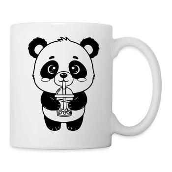 Panda mit Trinkbecher - Tasse - Weiß - Rechts