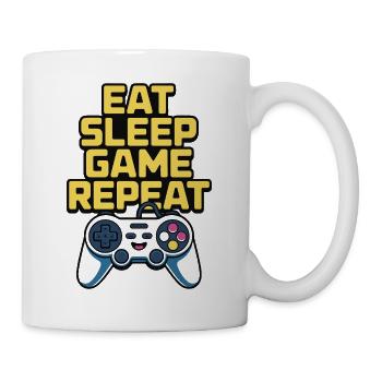 Essen, Schlaf Spiel Wiederholen - Tasse - Weiß - Rechts
