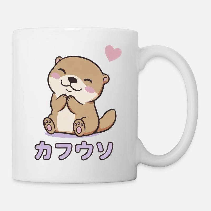 Kawaii Otter with Heart - Mug - white
