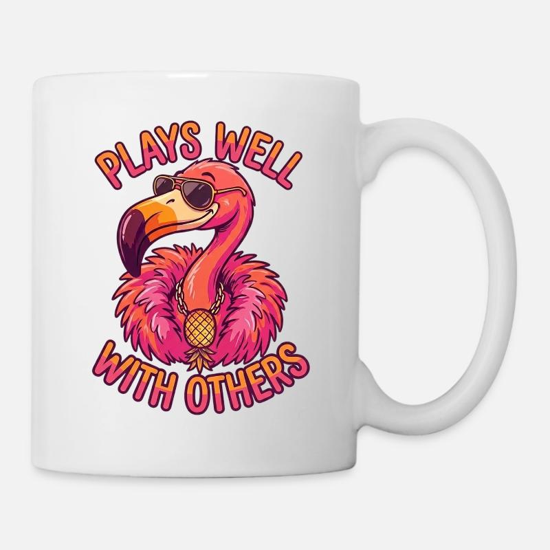 Flamant rose échangiste – Ananas à l’envers - Mug blanc - blanc