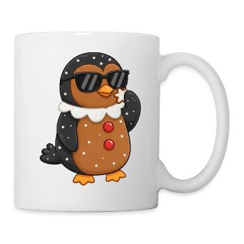 Süßer Pinguin Weihnachts Lebkuchenmann Cartoon - Tasse - Weiß - Rechts
