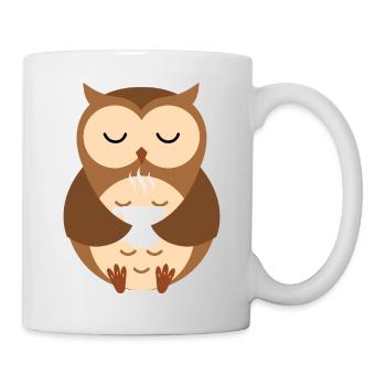 Chouette endormie douillette avec café - Mug blanc - blanc - Droite