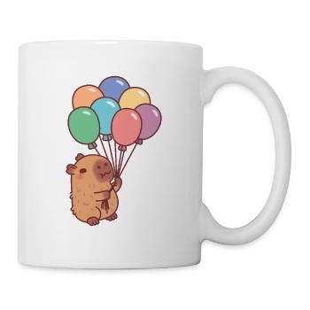 Cute Capybara Holding Colorful Balloons - Mug - white - Right
