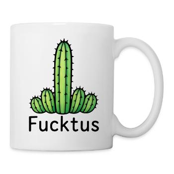 Lustige Kaktus-Wortspiel-Illustration – "Fucktus" - Tasse - Weiß - Rechts