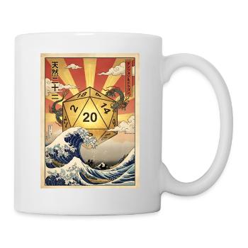 Natural 20 D20 Dragon Wave Japan Fantasy - Mug blanc - blanc - Droite