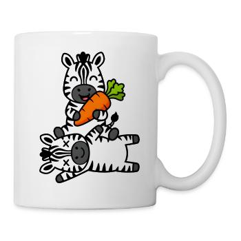 Cute Zebra Friends with Carrot Fun - Mug - white - Right