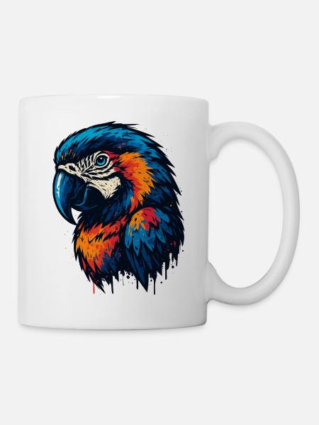 Magnifique tête de perroquet - Mug blanc - blanc