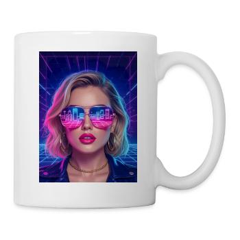 Retro Future Girl – Neon Eighties Portrait - Mug - white - Right