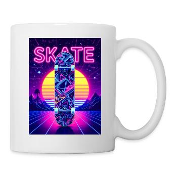 Skate Neon Tower – Retro 80er Street Style - Tasse - Weiß - Rechts