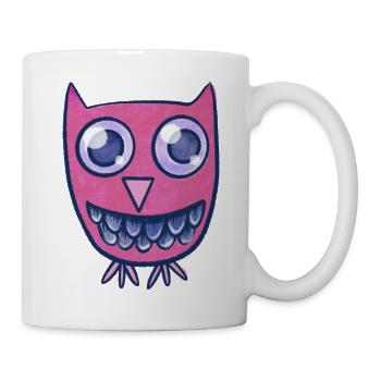 Pink  Owl Cartoon - Mug - white - Right