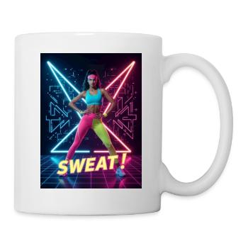 Sweat! Neon Aerobics – Electric Eighties Fitness - Mug - white - Right