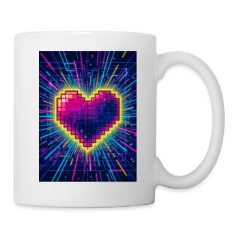 Neon Heart Pulse – Amour rétro des années 80 - Mug blanc - blanc - Droite