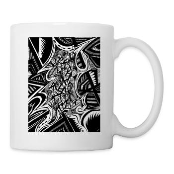 Schwarz-Weiß abstraktes Design Nr. 1 - Tasse - Weiß - Rechts