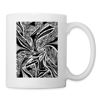 Schwarz-Weiß Abstraktes Design Nr. 3 - Tasse - Weiß - Rechts