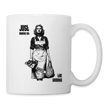 Putzfrau mit Kettensäge Noir - Tasse - Weiß - Rechts