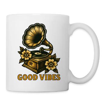 Vintage-Grammophon - Tasse - Weiß - Rechts