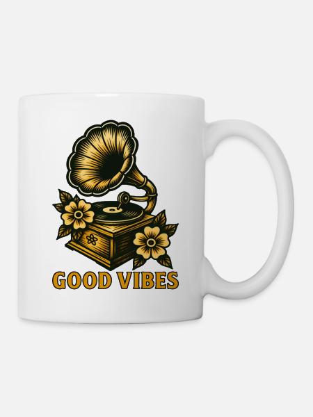 Vintage-Grammophon - Tasse - Weiß