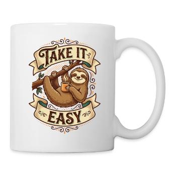 Take It Easy Faultier Motiv - Tasse - Weiß - Rechts