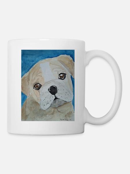 Bouledogue, Aquarelle, Chiot - Mug blanc - blanc