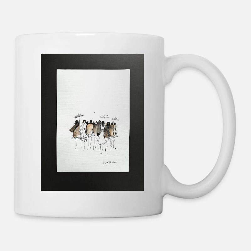Mode, Menschen abstrakt. Aquarell  mit Tusche - Tasse - Weiß