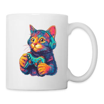 Joueur de chat drôle - Mug blanc - blanc - Droite