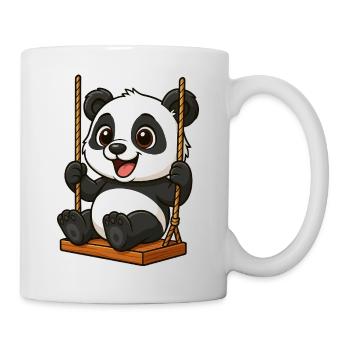Süßer Panda auf der Schaukel Cartoon Spielplatz - Tasse - Weiß - Rechts