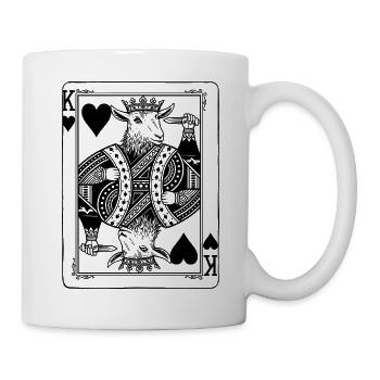Herz König Ziege - Hausziege Spielkarte Geschenk - Tasse - Weiß - Rechts