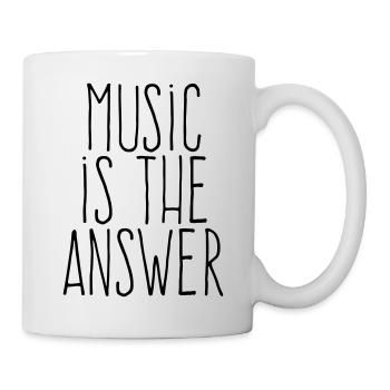 Musik ist die Antwort – Handgeschriebenes minimalistisches Schwarz - Tasse - Weiß - Rechts