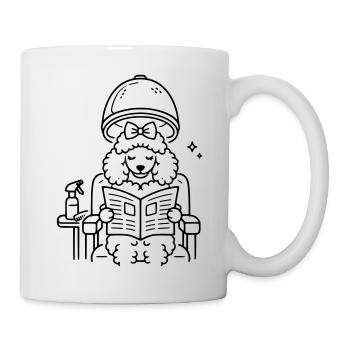 Pudel beim Frisör - Tasse - Weiß - Rechts