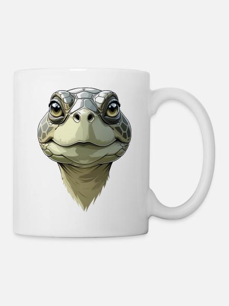 Lustiger Schildkrötenkopf - Tasse - Weiß