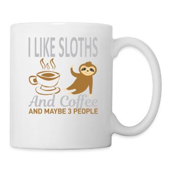 Likes sloths coffee 3 people - Mug - white - Right