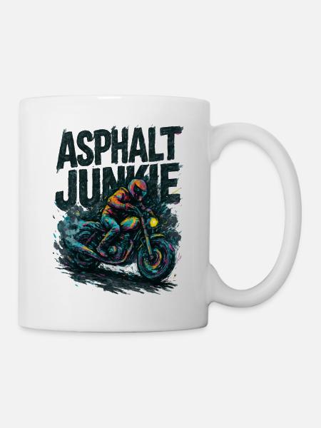 Asphalt Junkie – Motorrad - Tasse - Weiß