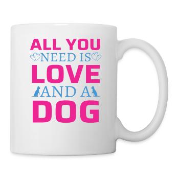 Tout ce dont tu as besoin, c’est d’amour et de chien - Mug blanc - blanc - Droite