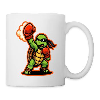 Boxing Turtle Fighter Power Punch Maskottchen - Tasse - Weiß - Rechts