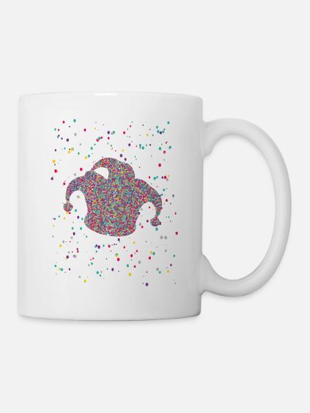 Konfetti Jeck Mütze Fasching Karneval Kostüm  - Tasse - Weiß